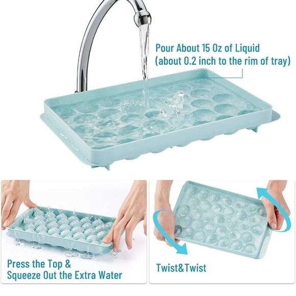 2 Pack Ice Cube Tray, Round Ice Trays for Freezer  Circle Ice Mold - Picture 4 of 7